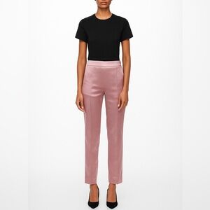 NWT Maison Laviniaturra Satin Seamed Cigarette Trouser Pants Blush Pink Sz 44